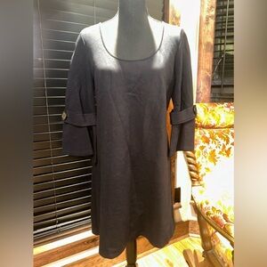 Nubby Black Cocktail Dress with Buckle Sleeve Vintage